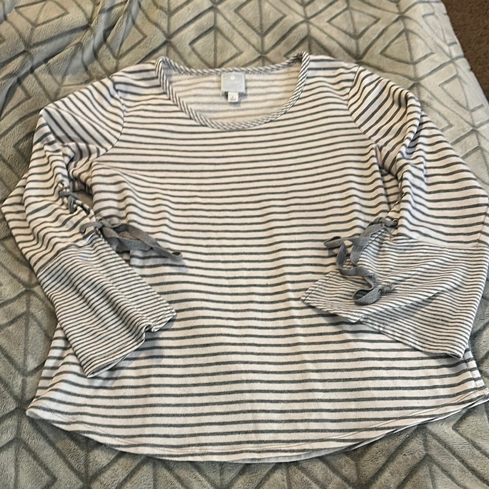 Striped Long Sleeve Top with Tie Details